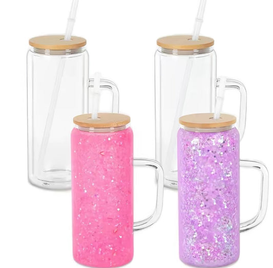 20 oz Glss Snowglobe with handle