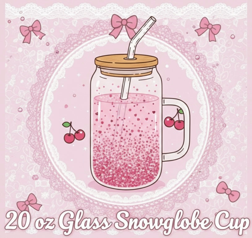20 oz Glss Snowglobe with handle