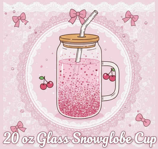 20 oz Glss Snowglobe with handle